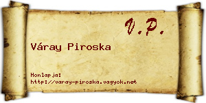 Váray Piroska névjegykártya