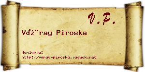 Váray Piroska névjegykártya